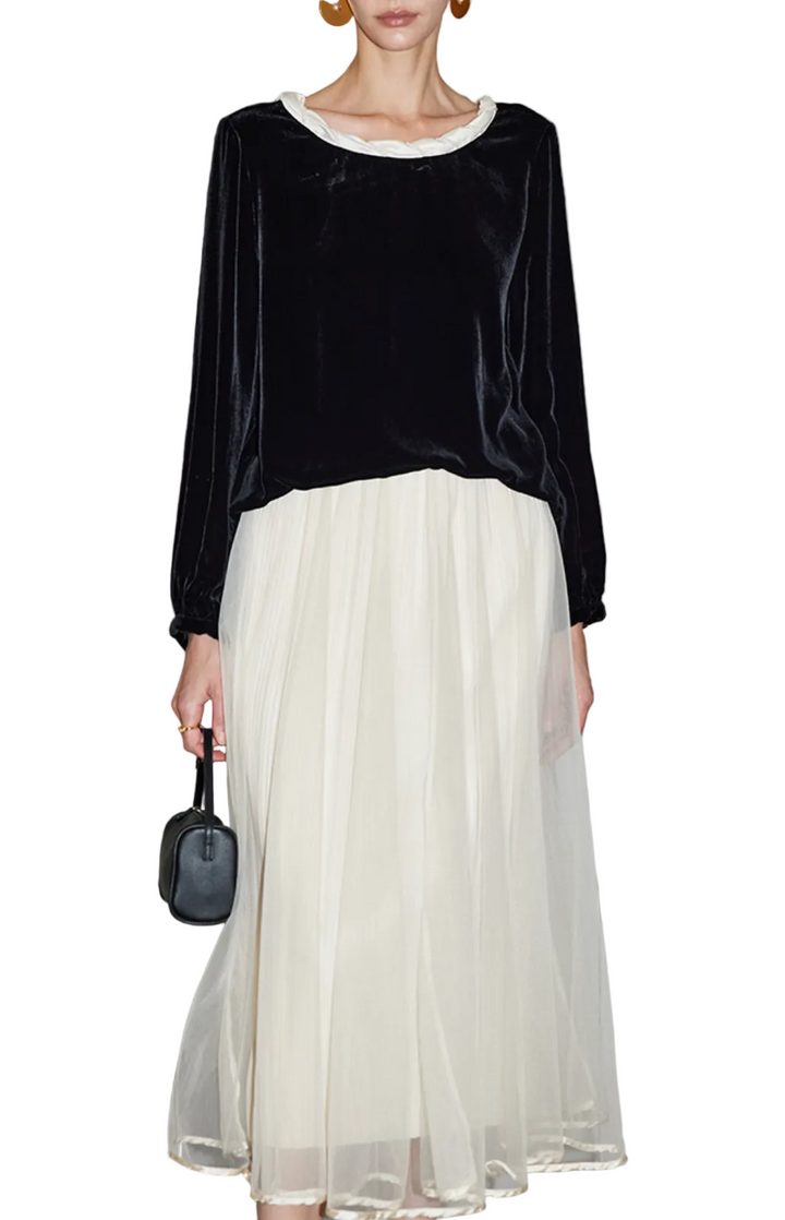 velvet blouse with contrast bow back detail – ELARA