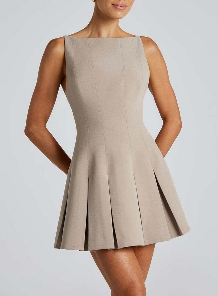 sleeveless fit-and-flare mini dress with pleated skirt – COCOA