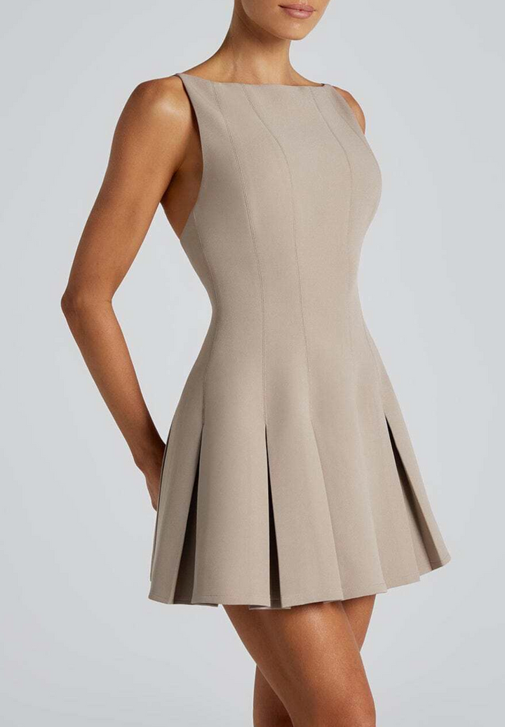 sleeveless fit-and-flare mini dress with pleated skirt – COCOA