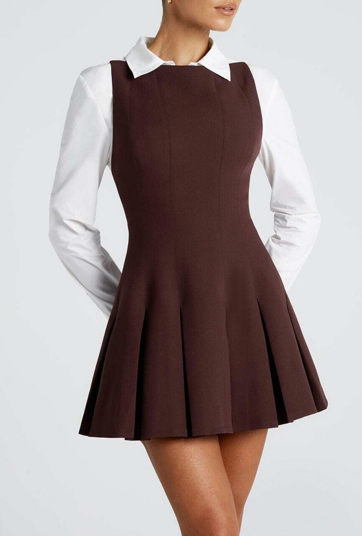 sleeveless fit-and-flare mini dress with pleated skirt – COCOA