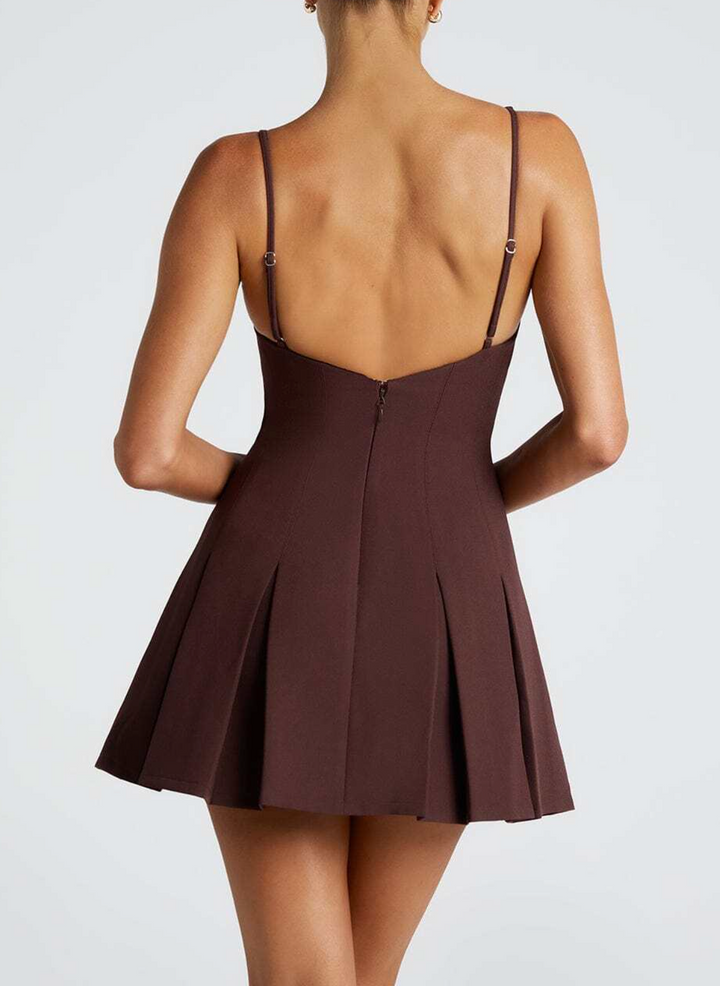 sleeveless fit-and-flare mini dress with pleated skirt – COCOA