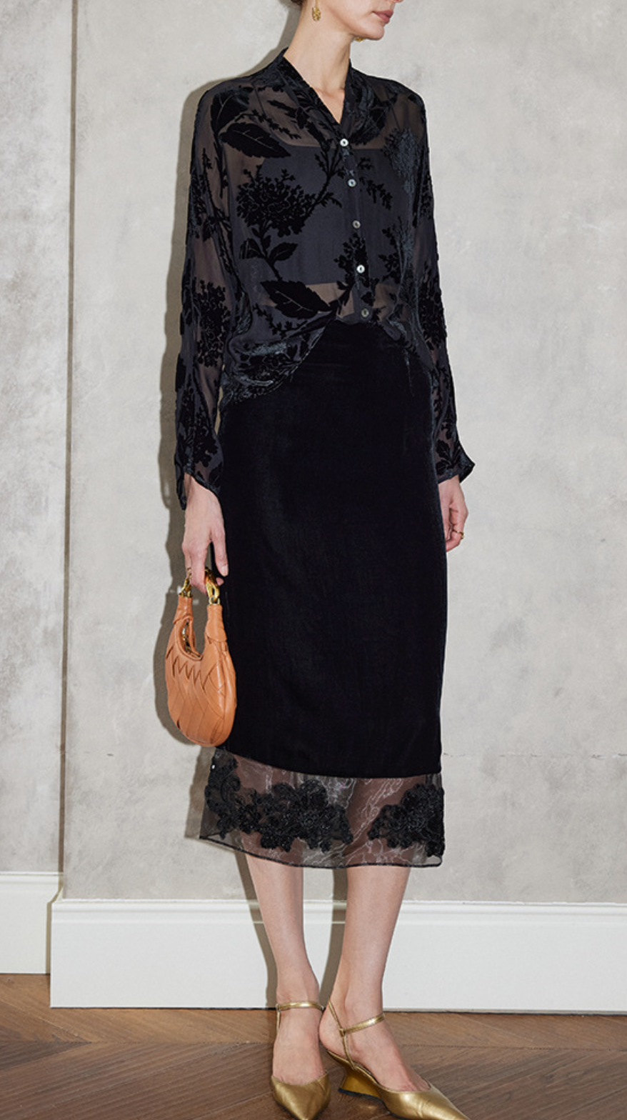 sheer floral velvet burnout blouse – BLOOM