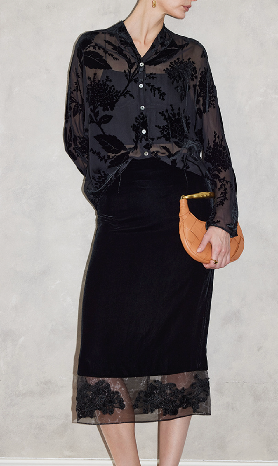 sheer floral velvet burnout blouse – BLOOM