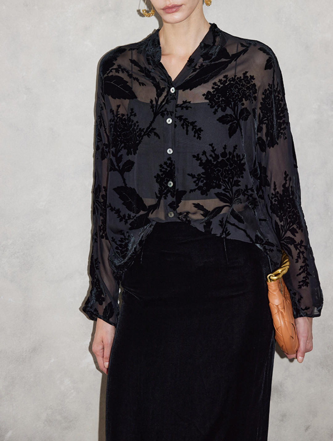 sheer floral velvet burnout blouse – BLOOM
