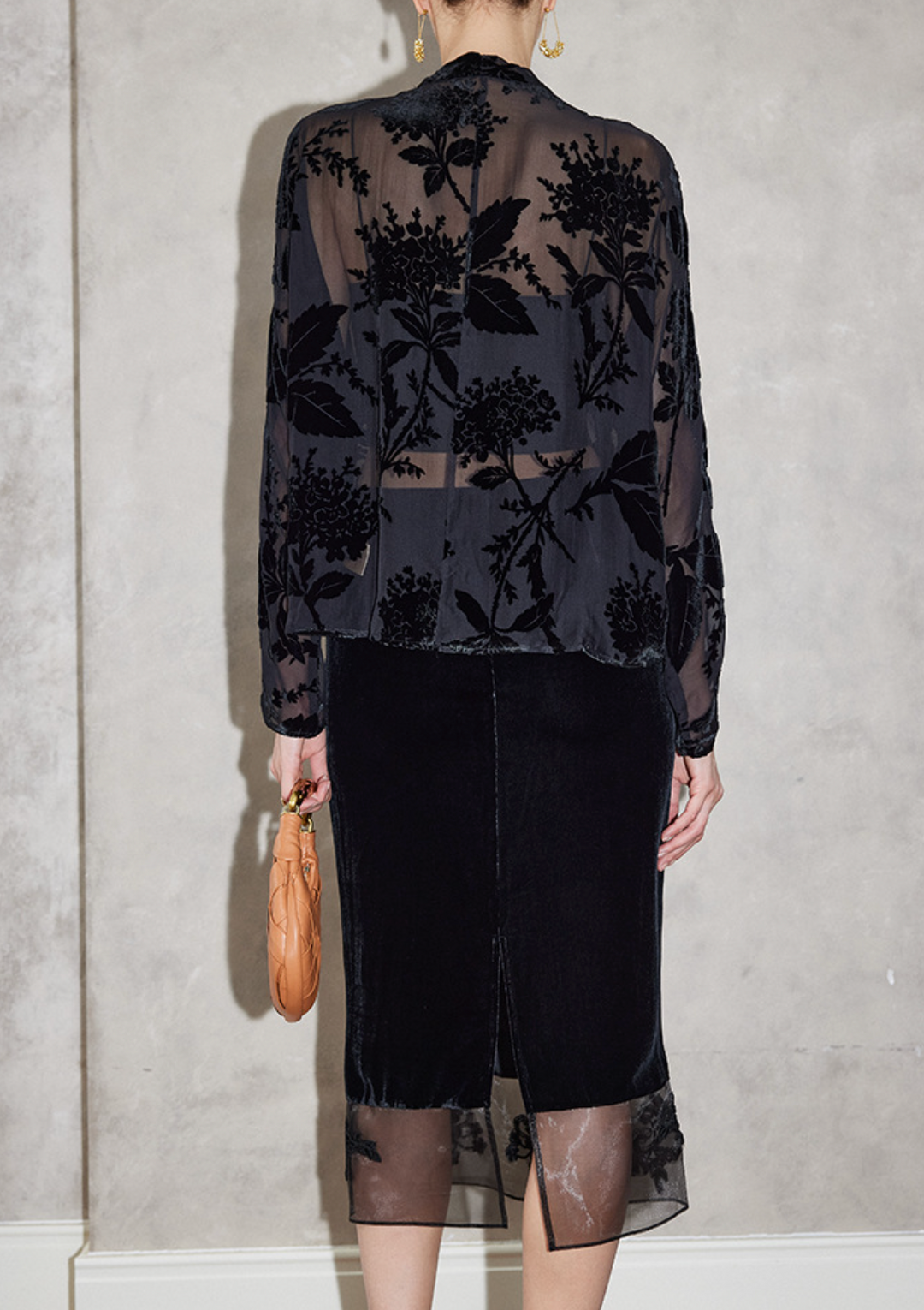 sheer floral velvet burnout blouse – BLOOM