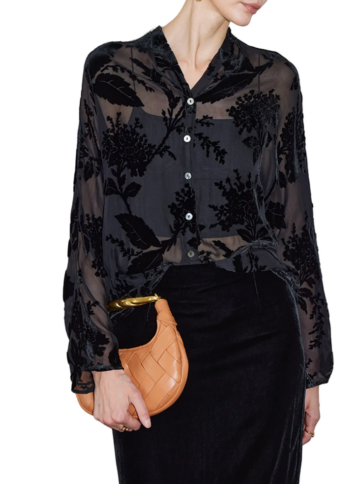 sheer floral velvet burnout blouse – BLOOM