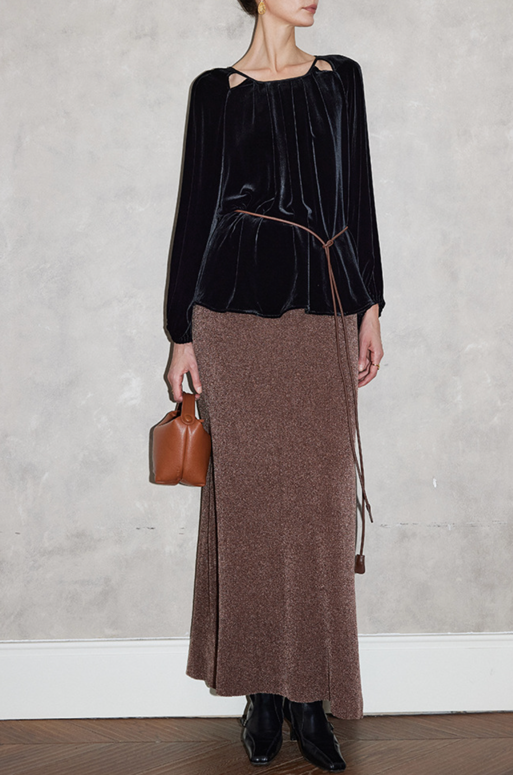 Velvet Cut-Out Neckline Blouse – STORE