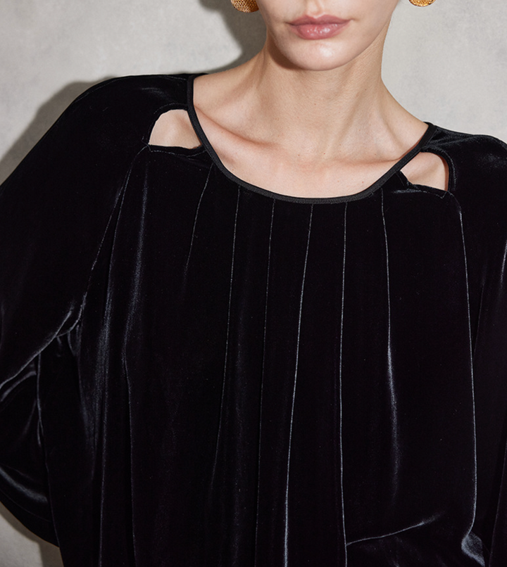 Velvet Cut-Out Neckline Blouse – STORE