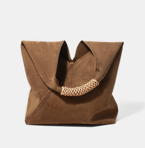 suede triangle hobo bag with braided handle – AURELIA
