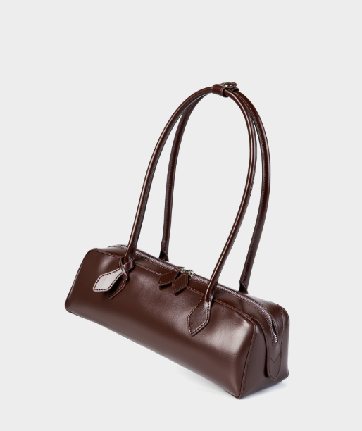 sleek rectangular leather shoulder bag with double zip – MONA