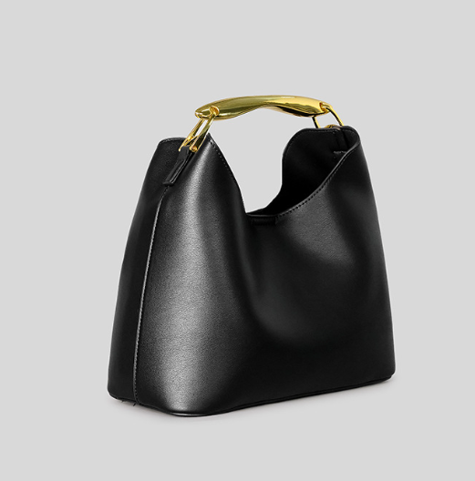 minimal leather hobo bag with gold-tone top handle – ISLA