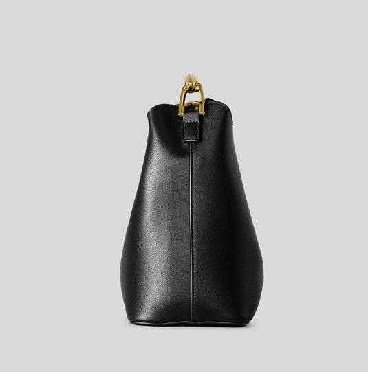 minimal leather hobo bag with gold-tone top handle – ISLA