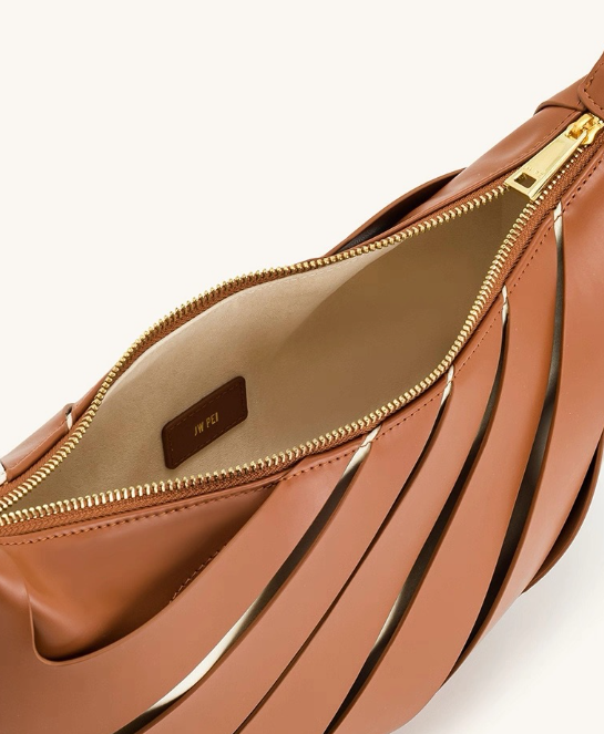 sculptural metallic crescent bag with wrapped handle – SELENE