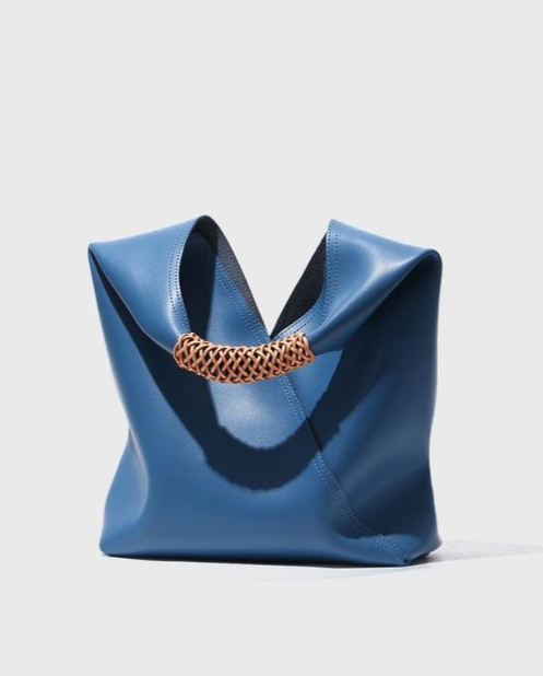 leather sculpted hobo bag with braided top handle – NYRA