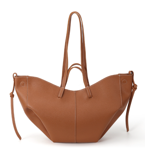 soft winged leather tote with drawstring side ties – ARIA