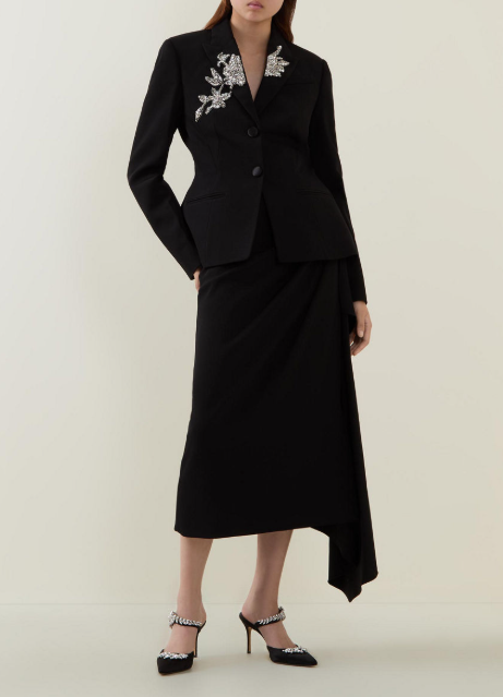 جاكيت مخملي بأزرار أمامية وحافة من الدانتيل الشفاف - صيفي