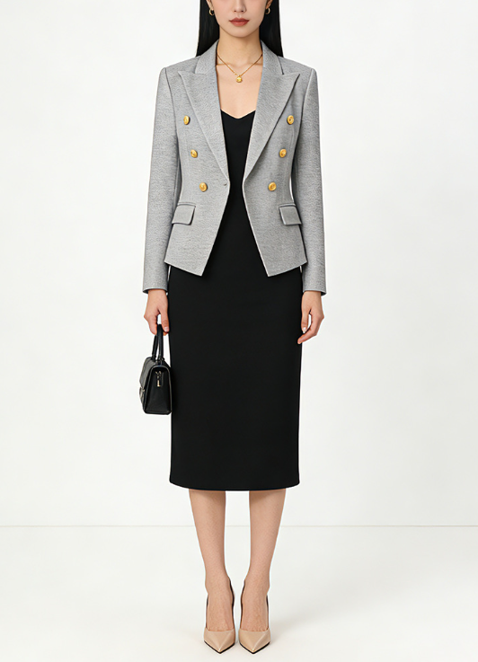 tailored double-breasted blazer with gold buttons – COMMAND