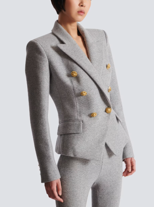 tailored double-breasted blazer with gold buttons – COMMAND