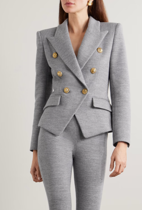 tailored double-breasted blazer with gold buttons – COMMAND