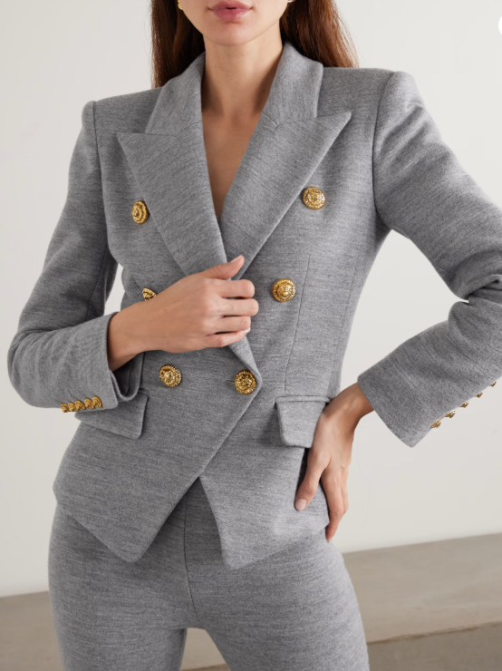 tailored double-breasted blazer with gold buttons – COMMAND