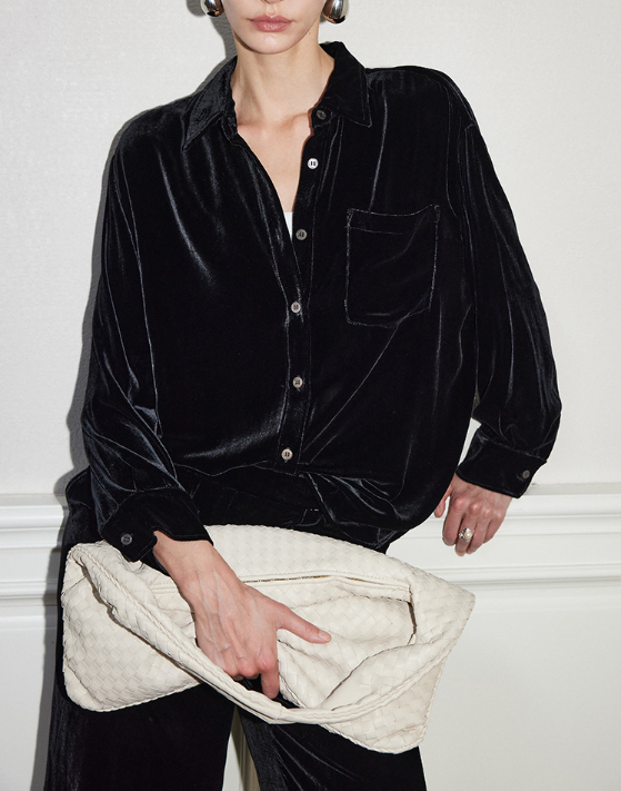 velvet button-down shirt with chest pocket – NALHA