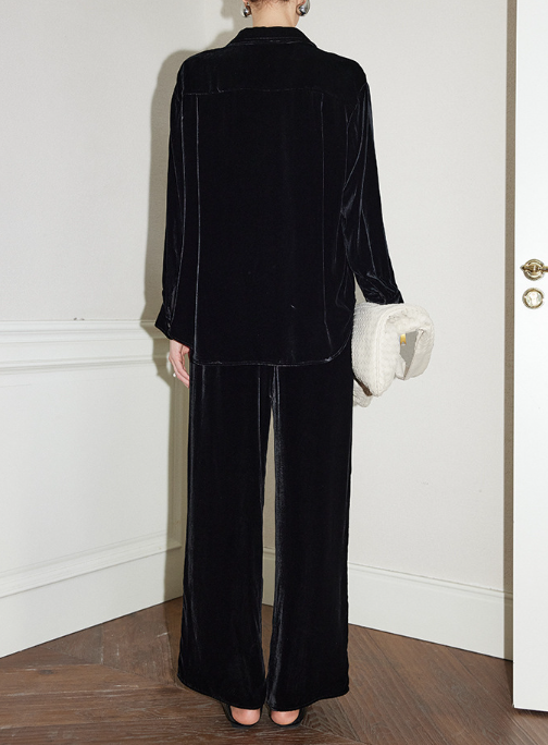 velvet button-down shirt with chest pocket – NALHA