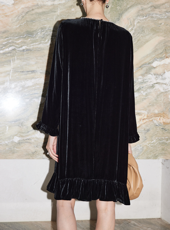 velvet mini dress with ruffled hem – SLIRA