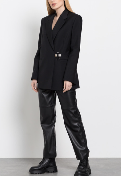 Tailored blazer with asymmetric pin closure – LOCK