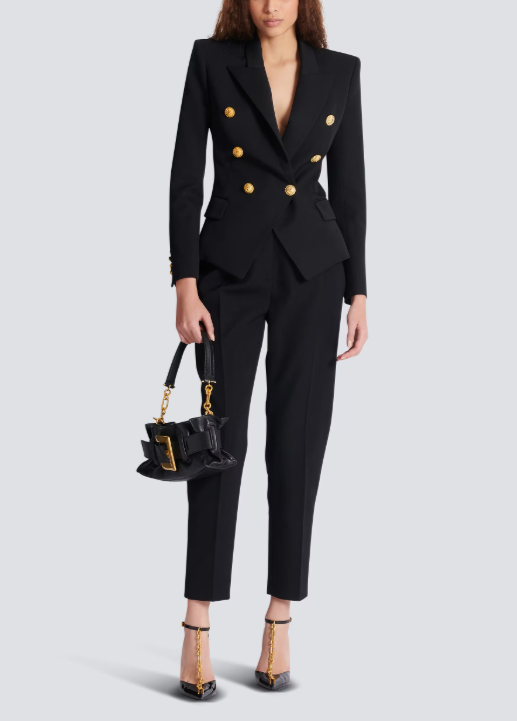 Double-breasted tailored blazer with gold buttons – REGAL