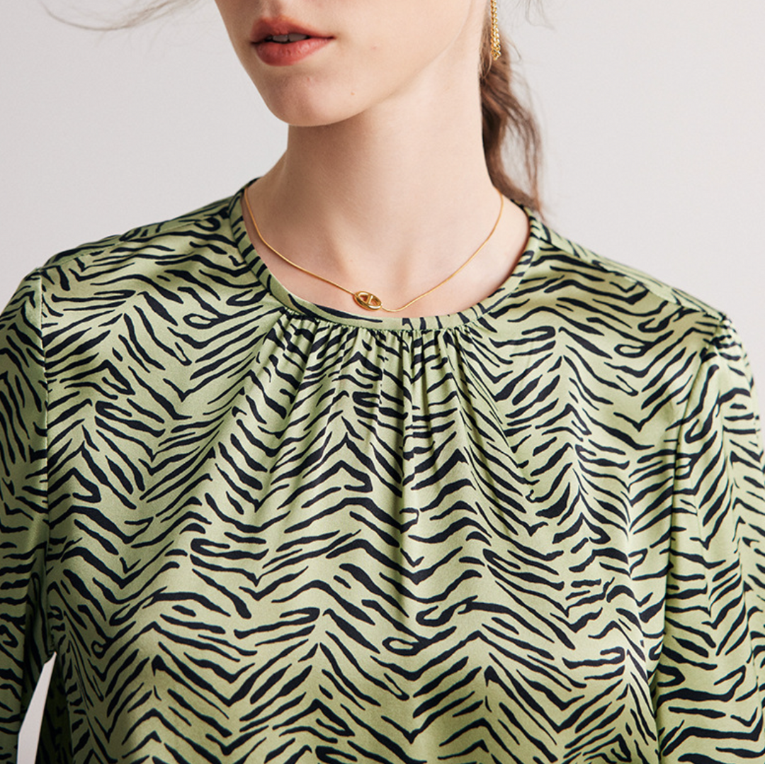 Zebra-Print Smocked Hem Blouse – LIRA