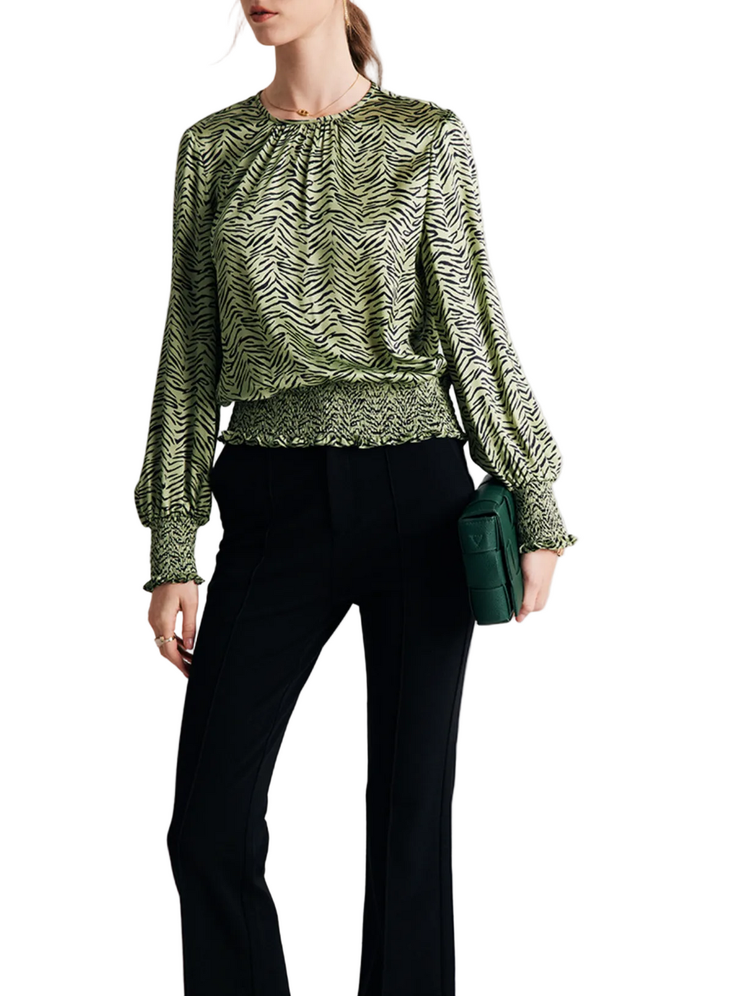 Zebra-Print Smocked Hem Blouse – LIRA