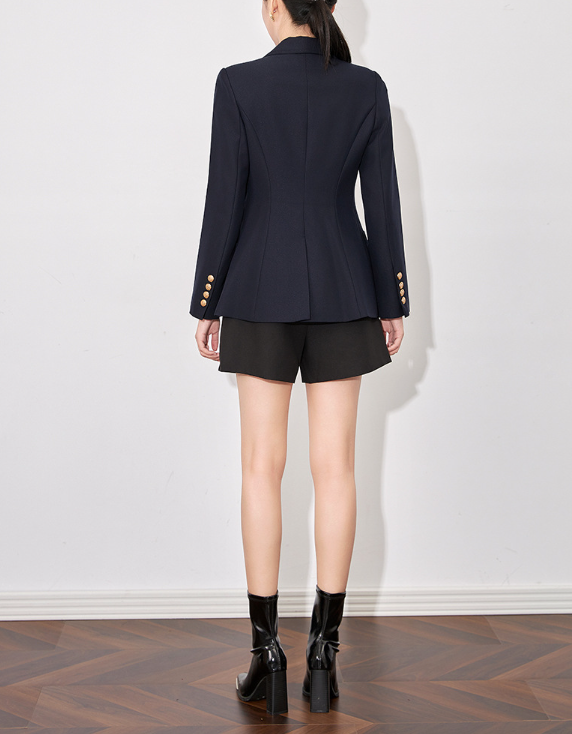 Classic tailored blazer with embroidered crest – ROYAL