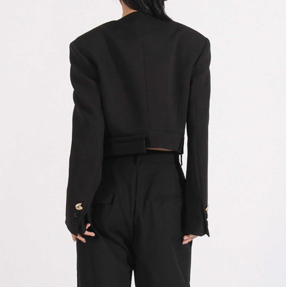 Asymmetric Tailored Jacket with Sculpted Waist – ELARA