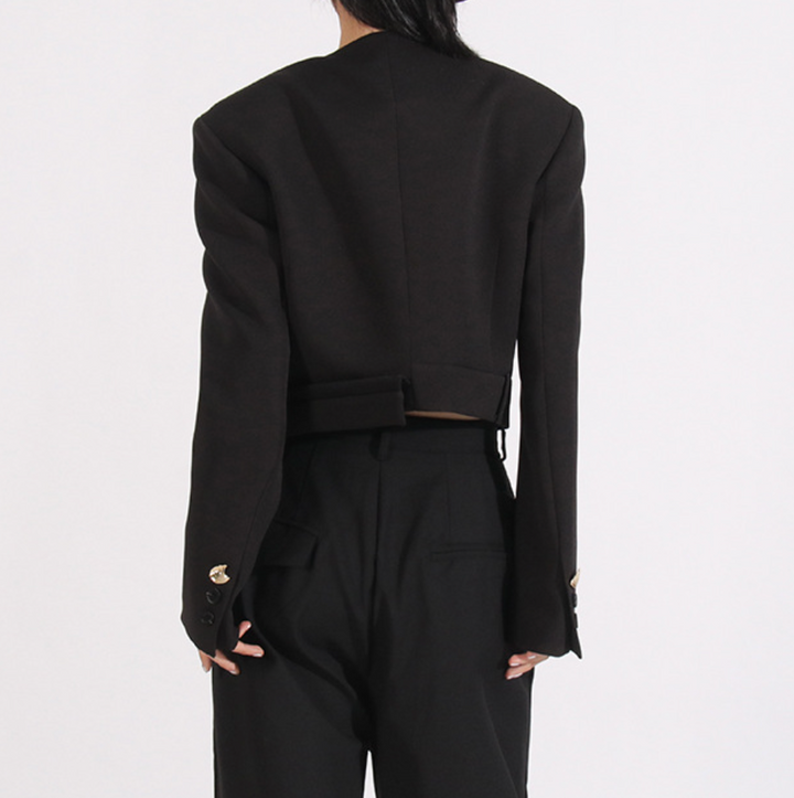 Asymmetric Tailored Jacket with Sculpted Waist – ELARA