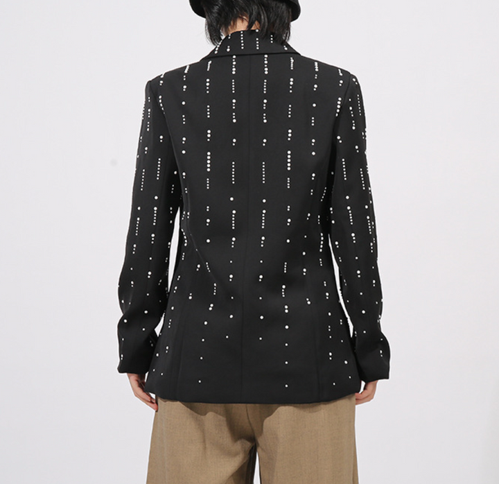 Tailored Crystal-Embellished Double-Breasted Blazer – NORA