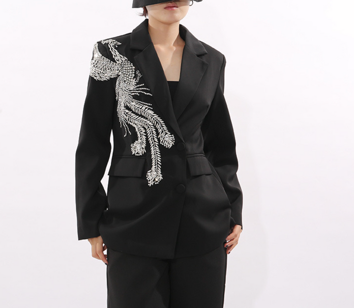 tailored blazer with crystal phoenix embroidery – PHOENIX