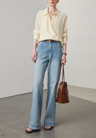 draped wrap blouse with relaxed collar – MIST