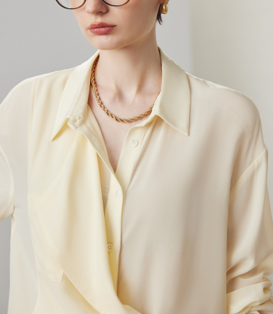 draped wrap blouse with relaxed collar – MIST