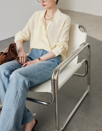 draped wrap blouse with relaxed collar – MIST