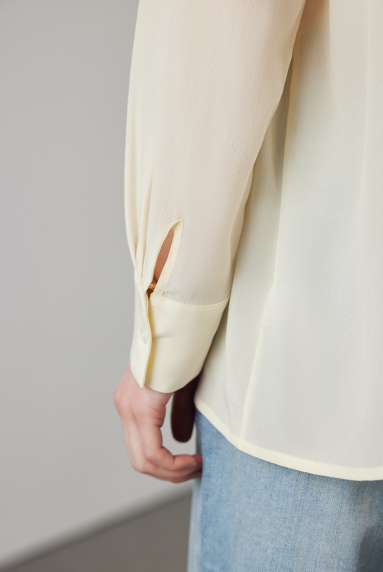 draped wrap blouse with relaxed collar – MIST