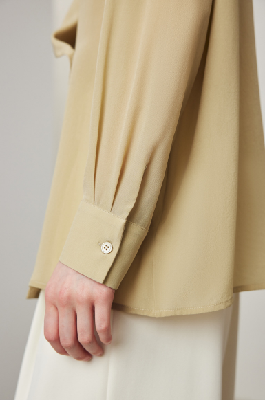 draped wrap blouse with relaxed collar – MIST