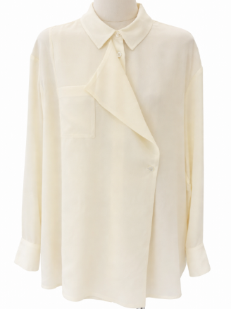 draped wrap blouse with relaxed collar – MIST