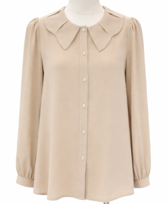 long-sleeve blouse with petal collar – LUMIÈRE