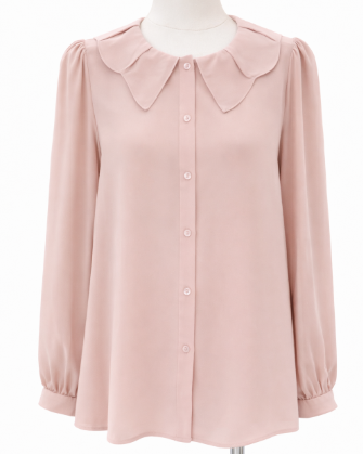 long-sleeve blouse with petal collar – LUMIÈRE