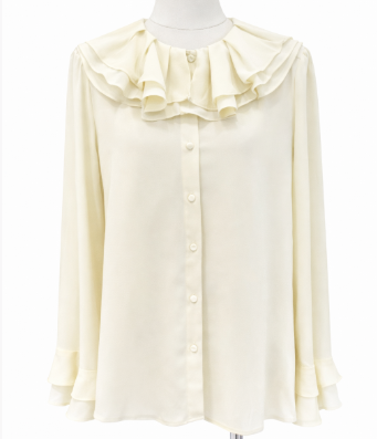 ruffled collar chiffon blouse with flared cuffs – ELLANA