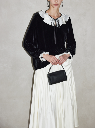 velvet blouse with contrast ruffled collar – ÉTOILE