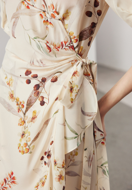 floral wrap midi dress with puff sleeves – GARDEN