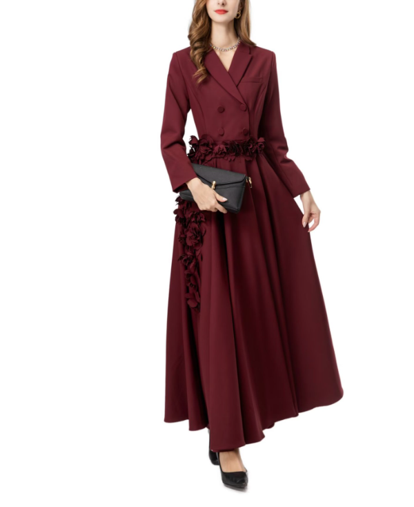 طقم مكون من بلوزة قصيرة وتنورة طويلة من الدانتيل الزهري - أزرق سماوي