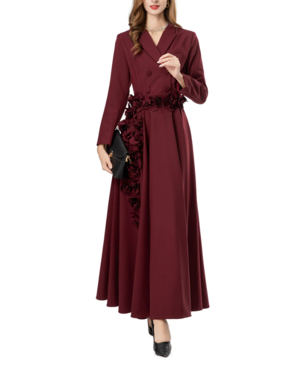 طقم مكون من بلوزة قصيرة وتنورة طويلة من الدانتيل الزهري - أزرق سماوي