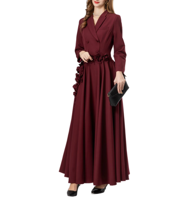 طقم مكون من بلوزة قصيرة وتنورة طويلة من الدانتيل الزهري - أزرق سماوي